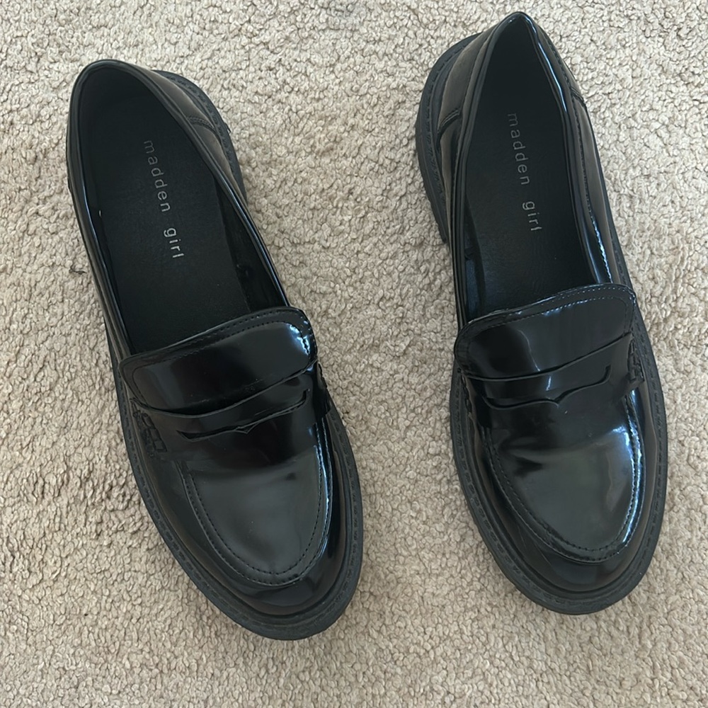 Madden Girl black patent loafers